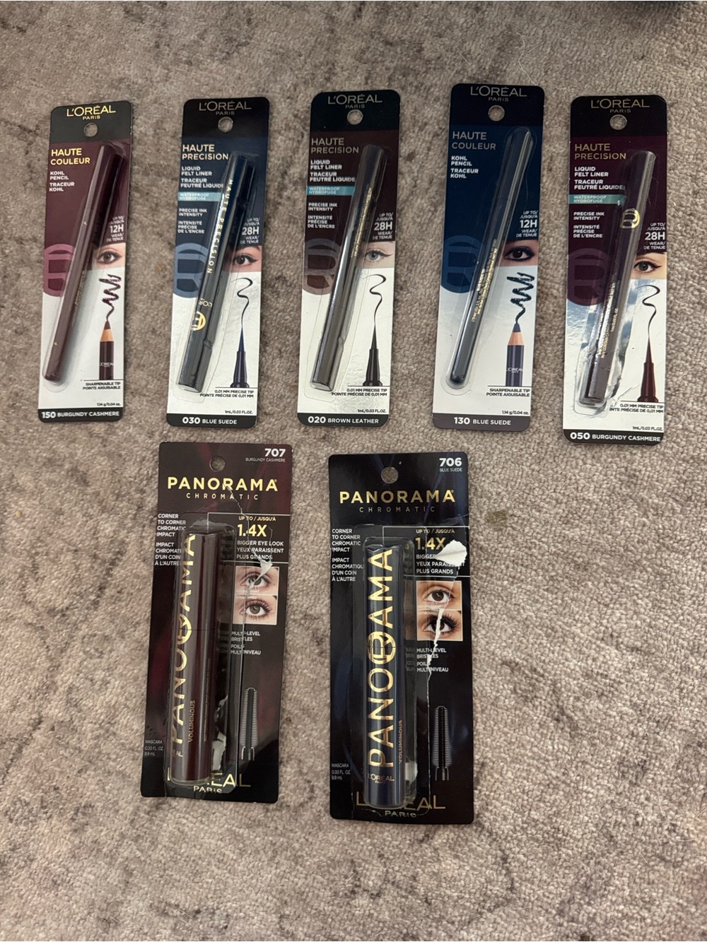 L'Oreal Women Makeup Eyeliner & Mascara Set in Burgundy, Blue, Brown